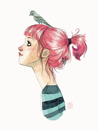 Print Esther Gili - Pájaros en la cabeza