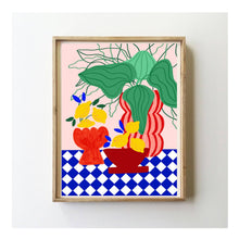 Cargar imagen en el visor de la galería, Grabado artístico de azulejos azules y limones